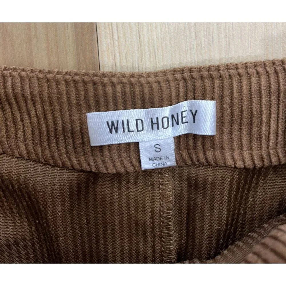 Wild Honey Brown Corduroy Mini Skirt With Button Detail Size S - Picture 2 of 3